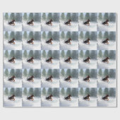 Papier Cadeau Doberman Pinscher neige de Noël hiver (Plat)