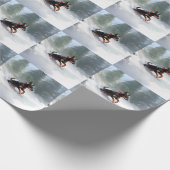 Papier Cadeau Doberman Pinscher neige de Noël hiver (Coin)