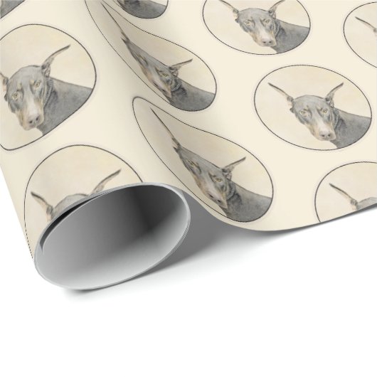 Papier Cadeau Doberman Pinscher Peinture - Art Chien original (Coin rond)