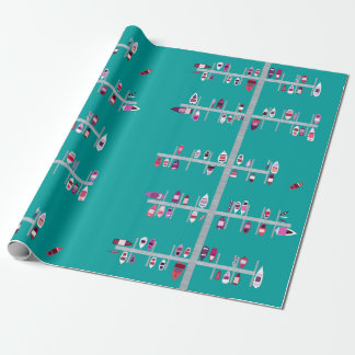 Papier Cadeau Docks rose et rouge de bateau sur l'Aqua