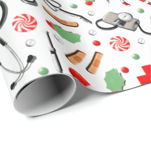Papier Cadeau Docteur ou infirmière Noël Vacances Enveloppement