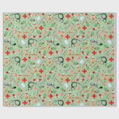 Papier Cadeau Docteur ou infirmière Noël Vacances Enveloppement (Plat)