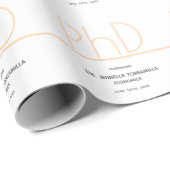 Papier Cadeau Doctorat White Cream Grey Graduation Party (Coin rond)