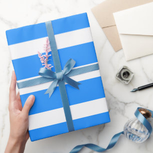 Papier Cadeau Dodger Bleu Blanc Classique Horizontal