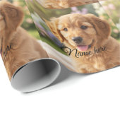 Papier Cadeau Dog cat pet name photo template simple minimal  (Coin rond)