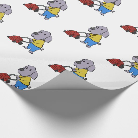 Papier Cadeau Dog gardener with lawn mower choose (Coin)