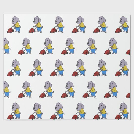 Papier Cadeau Dog gardener with lawn mower choose (Plat)