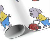 Papier Cadeau Dog gardener with lawn mower choose (Coin rond)