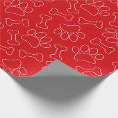 Papier Cadeau Dog Paw And Bones Drawing Pattern Custom Red (Coin)