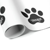 Papier Cadeau Dog Paw Name Silhouette Design (Coin rond)