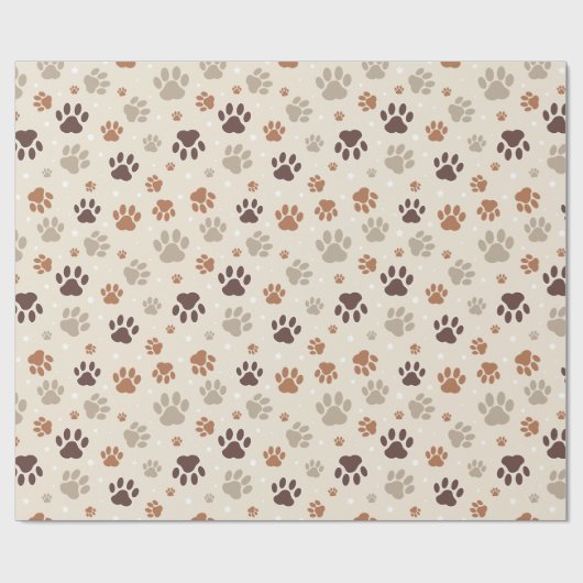 Papier Cadeau Dog Paw Pattern Wrapping Paper (Plat)