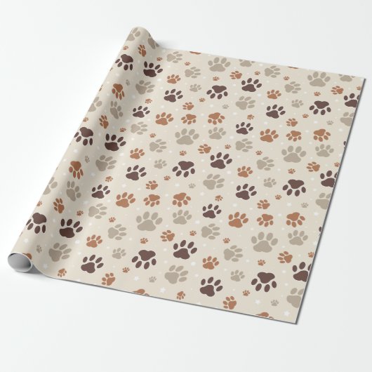 Papier Cadeau Dog Paw Pattern Wrapping Paper (Déroulé)