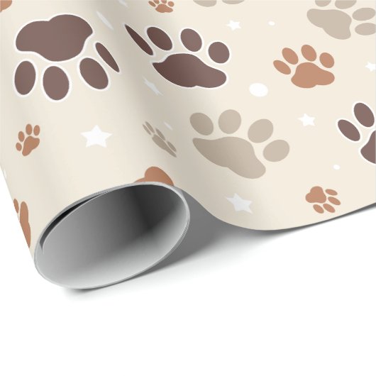 Papier Cadeau Dog Paw Pattern Wrapping Paper (Coin rond)