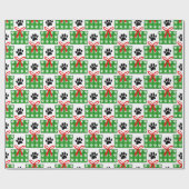 Papier Cadeau Dog Paw Print Gift Box Pattern Design Red Green (Plat)
