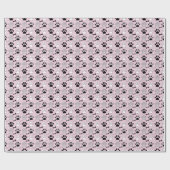 Papier Cadeau Dog Paw Prints and Bones Pattern Pink (Plat)