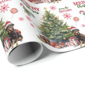 Papier Cadeau Dog Rottweiler sous l'arbre de Noël (Coin rond)