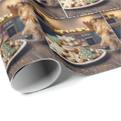Papier Cadeau Dog Sniffing Christmas Sugar Cookies (Coin rond)