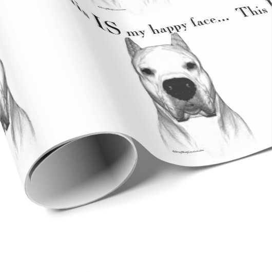 Papier Cadeau Dogo Argentino Joyeux Visage (Coin rond)