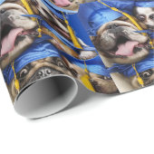 Papier Cadeau Dogs and Cat Grads in Photo Booth (Coin rond)