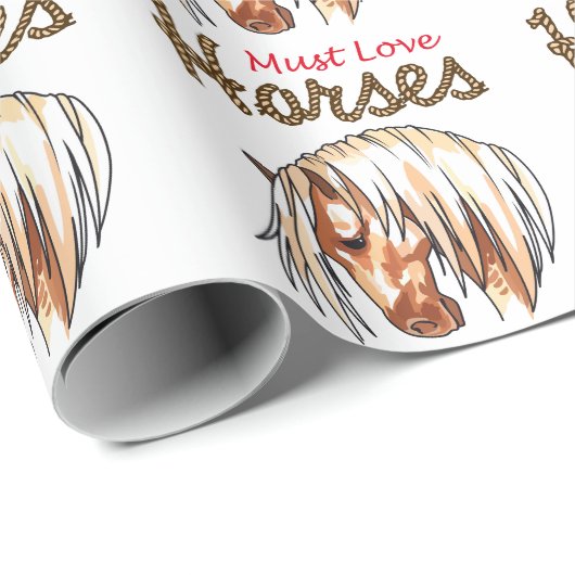 Papier Cadeau Doit aimer les chevaux (Coin rond)