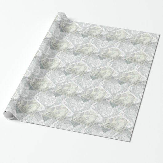 Papier cadeau Dollar Argent (Déroulé)