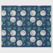 Papier Cadeau Dollar de Sable Thème Marin Bleu Profond (Plat)