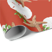 Papier Cadeau Dollars de sable de plage Noël Motif (Coin rond)