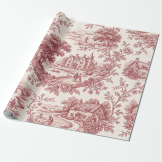 Papier Cadeau Domaine campagnard romantique Toile de Jouy Bourgo