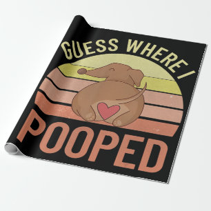 Papier Cadeau Don de chien Dachshund Vintage Devinez Si Poopé