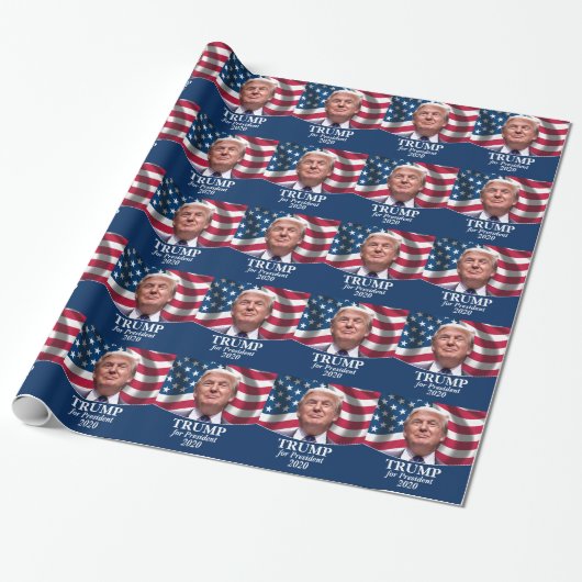 Papier Cadeau Donald Trump 2020 - Drapeau américain (Déroulé)