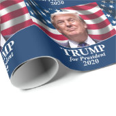 Papier Cadeau Donald Trump 2020 - Drapeau américain (Coin rond)