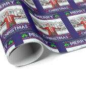 Papier Cadeau Donald Trump Christmas Funny Santa Hat (Coin rond)