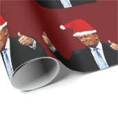 PAPIER CADEAU DONALD TRUMP PORTANT SANTA HAT WRAPPER PAPIER (Coin rond)