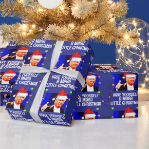 PAPIER CADEAU DONALD TRUMP SANTA HAT CHRISTMAS MAGA