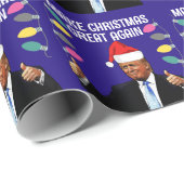 PAPIER CADEAU DONALD TRUMP SANTA HAT CHRISTMAS WRAPPER PAPIER (Coin rond)