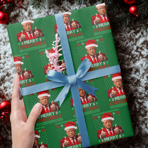 Papier Cadeau Donald Trump Santa Hat Joyeux Noël Laid Cadeau