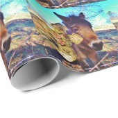 Papier Cadeau Donkey avec croix Rose (Coin rond)