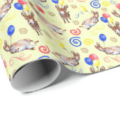 Papier Cadeau Donkey Wrapping Paper in Yellow (Coin rond)