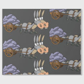 Papier Cadeau Donkies tirant un chariot (Plat)