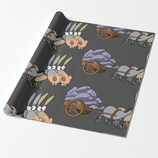 Papier Cadeau Donkies tirant un chariot (Déroulé)