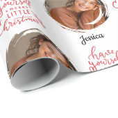 Papier Cadeau Donnez-vous un joyeux petit nom de photo de Noël (Coin rond)