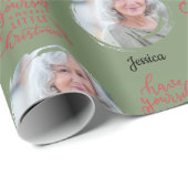 Papier Cadeau Donnez-vous un joyeux petit nom de photo de Noël (Coin rond)