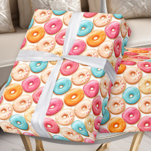Papier Cadeau Donut Sweet Colorful Rose Girl Anniversaire