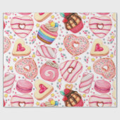 Papier Cadeau Donuts avec Motif d'arrosage (Plat)