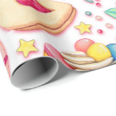 Papier Cadeau Donuts avec Motif d'arrosage (Coin rond)