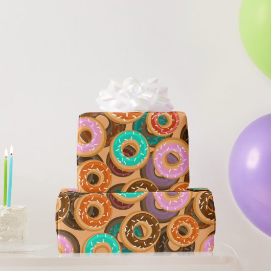 Papier Cadeau Donuts avec Motif d'arrosage (Cadeaux de fête)