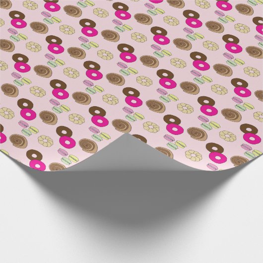 Papier Cadeau Donuts, beignets, macrons, pâte roulée à la cannel (Coin)