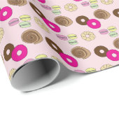 Papier Cadeau Donuts, beignets, macrons, pâte roulée à la cannel (Coin rond)