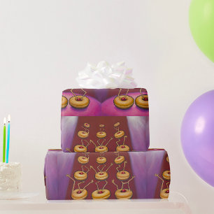 Papier Cadeau Donuts Danser Whimsical Doughnut Caractères