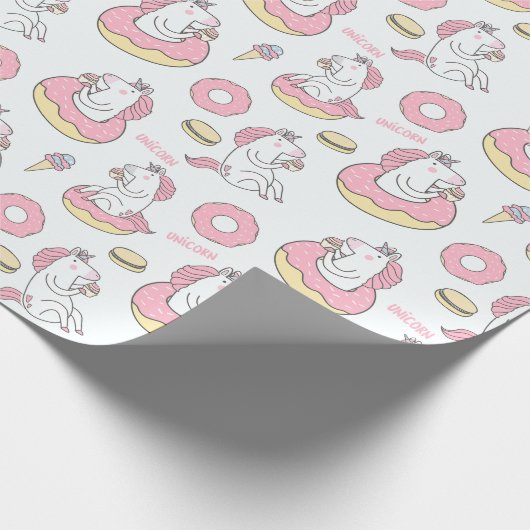Papier Cadeau Donuts et licornes Motif lunaire (Coin)